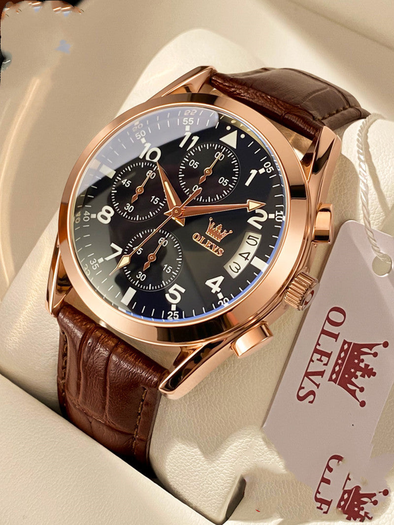 OLEVS Waterproof Quartz Watch – Luminous Luxury Timepiece for Men UK