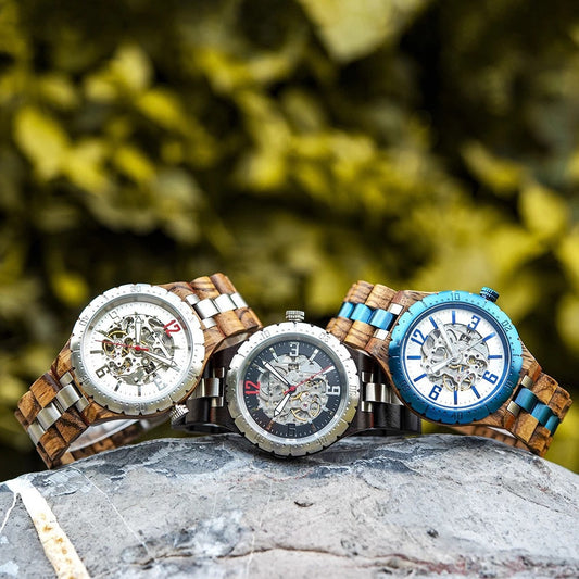 Shiavor Wooden Automatic Watch - Luxury Skeleton Timepiece for Men UK