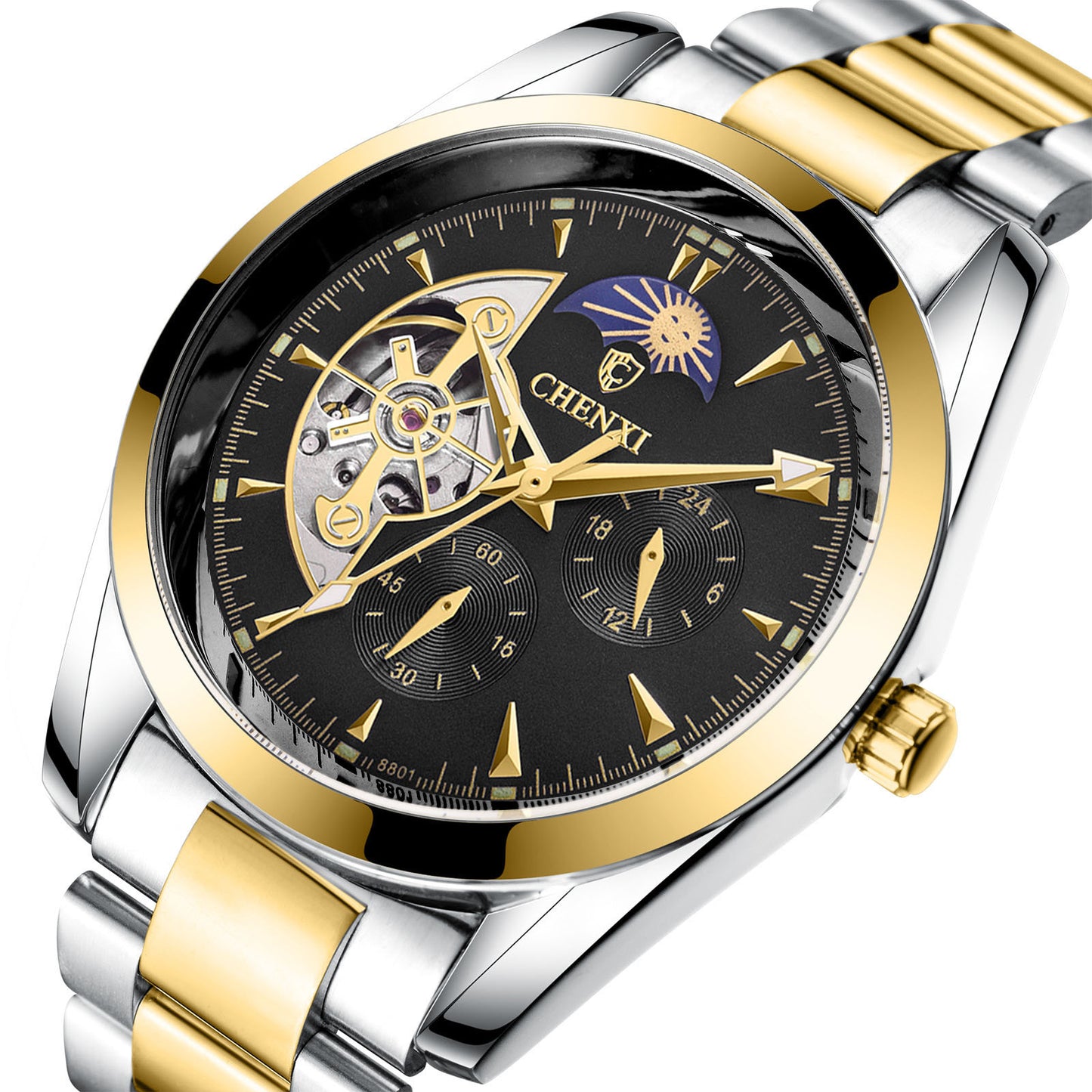 Shiavor Business Watch – Men's Luxury Quartz with Moon Phase & Altimeter