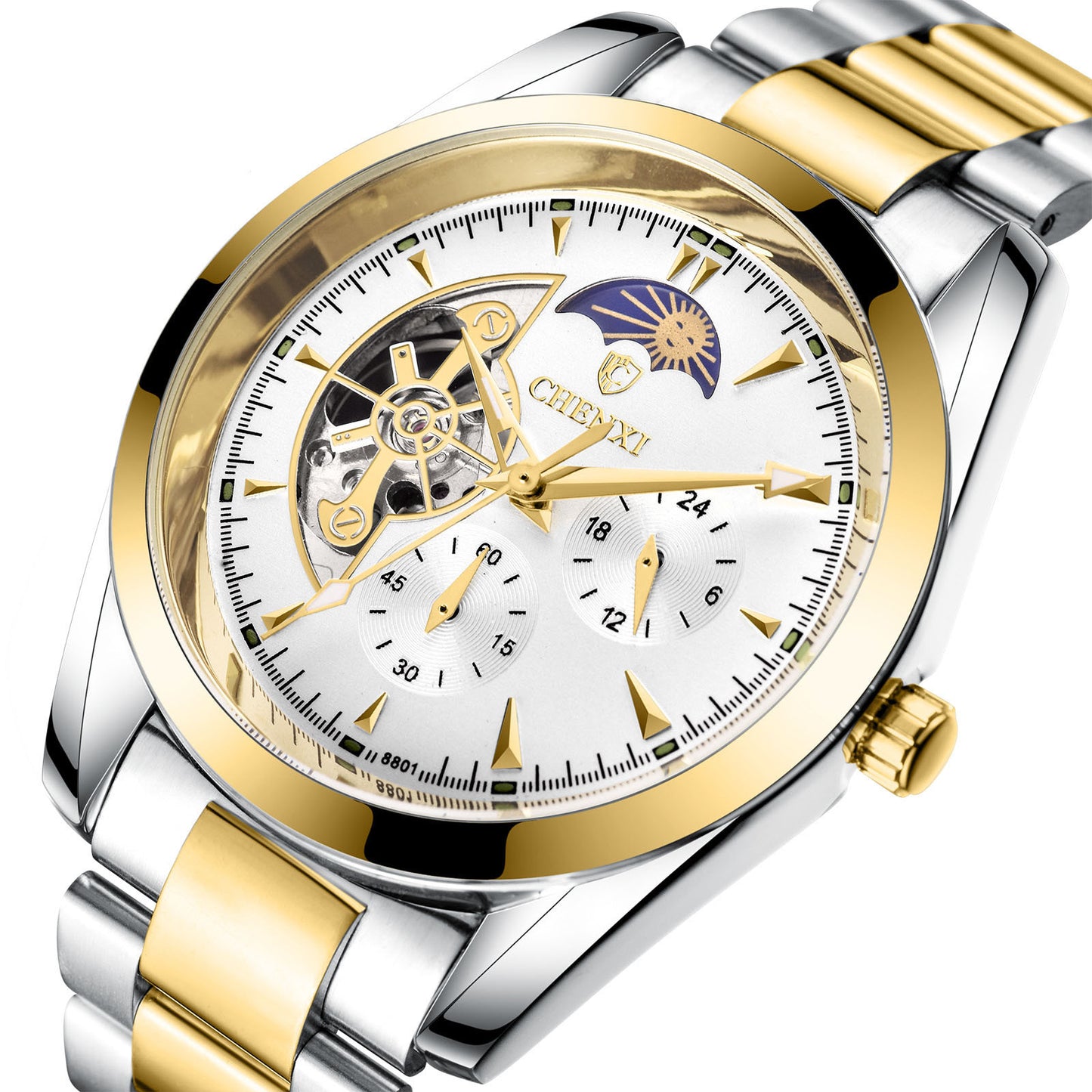 Shiavor Business Watch – Men's Luxury Quartz with Moon Phase & Altimeter