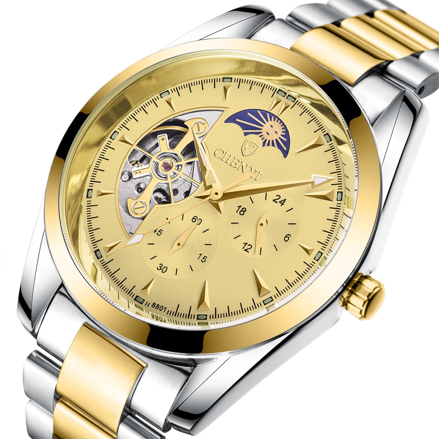 Shiavor Business Watch – Men's Luxury Quartz with Moon Phase & Altimeter