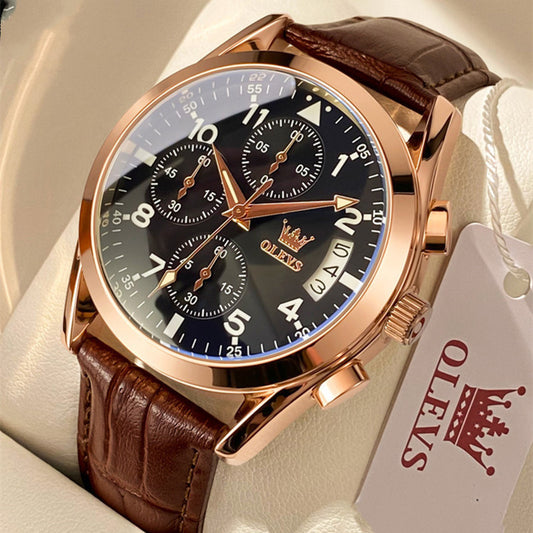 OLEVS Waterproof Quartz Watch – Luminous Luxury Timepiece for Men UK