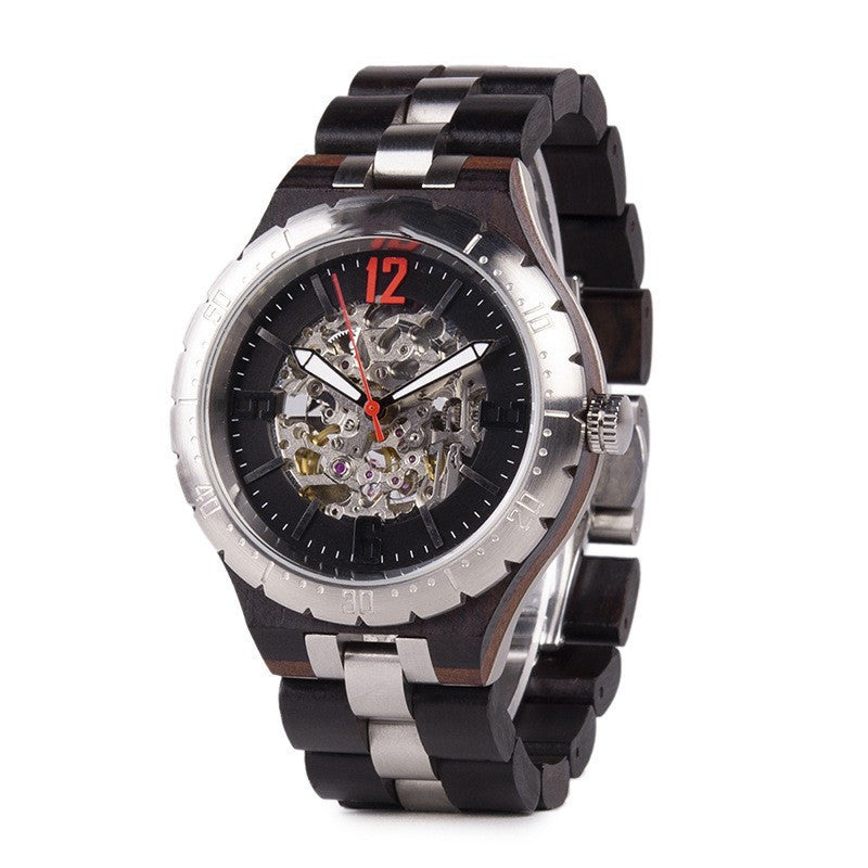 Shiavor Wooden Automatic Watch - Luxury Skeleton Timepiece for Men UK