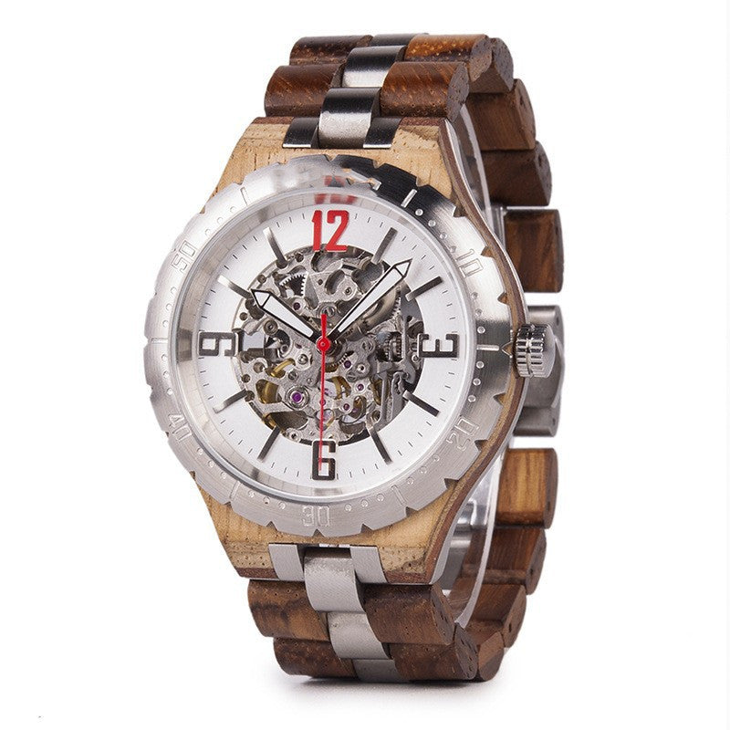 Shiavor Wooden Automatic Watch - Luxury Skeleton Timepiece for Men UK
